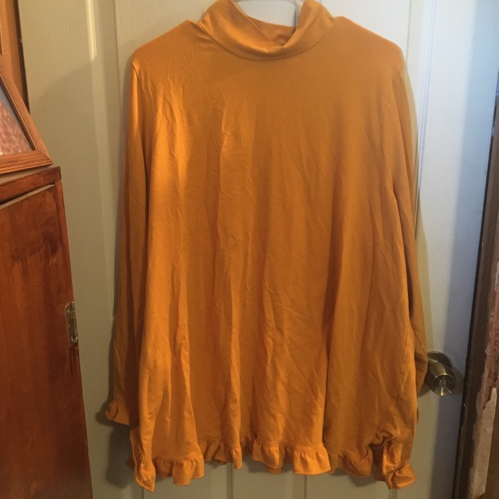 Yellow/gold Isaac mizrahi live ruffle turtleneck